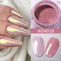 NICOLE DIARY 5g Aurora perla blanco rosa pigmento en polvo para uñas polvo para frotar metálico efecto luz de luna decoración artística de uñas