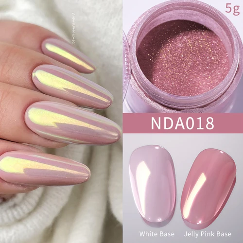 NICOLE DIARY 5g Aurora perla blanco rosa pigmento en polvo para uñas polvo para frotar metálico efecto luz de luna decoración artística de uñas