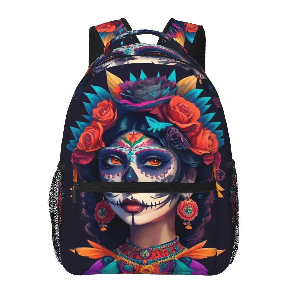 

Mexican Catrina Girl Day Of The Dead Backpacks Boys Girls Bookbag Children School Bags Cartoon Travel Rucksack Shoulder Bag