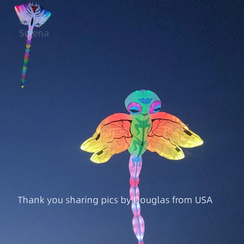 DDDZ 9M 22M LED libélula suave inflable noche cometa línea lavandería 20D mezcla con nailon ripstop 40D con control remoto para adultos