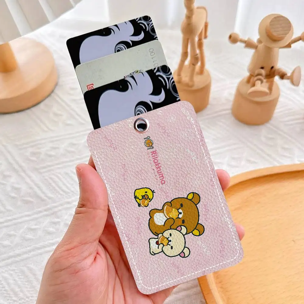 R-Rilakkuma Style PU Access Card Holder With Keychain - Executive Protection For Bank Card,Subway, Bus Card Case