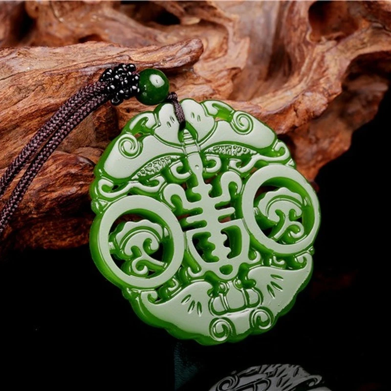 

Natural Green Hand-carved Bat Jade Pendant Fashion Boutique Jewelry Bat In Front of Your Eyes Necklace Gift