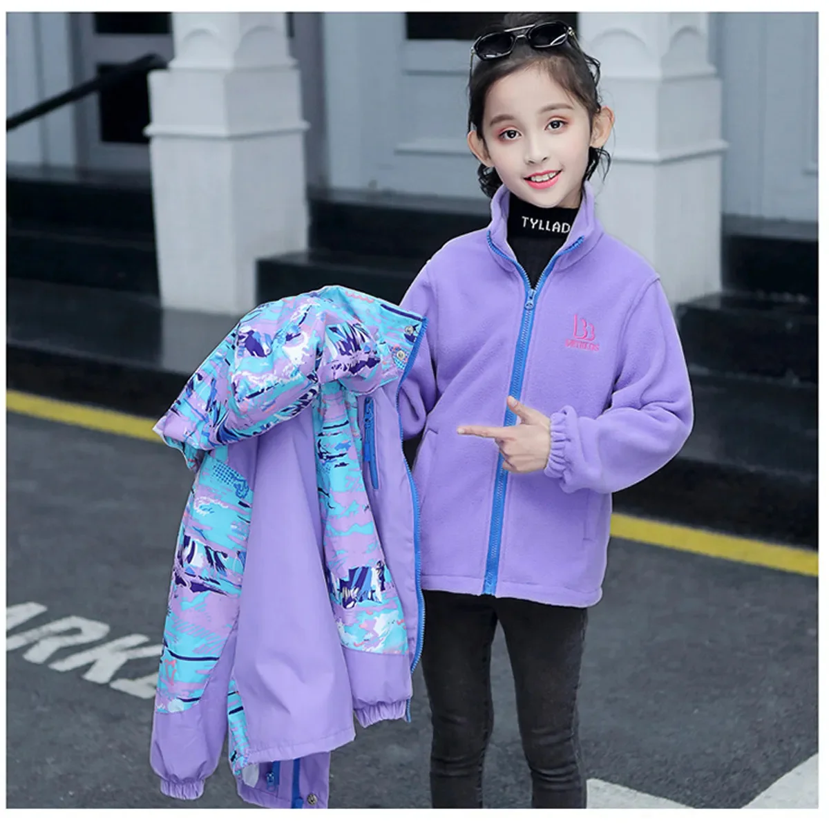 Girl Clothing Set Kids Snowboard Ski Suit Three in one Jacket For Children Waterproof Outdoor Sports Windbreaker CH29