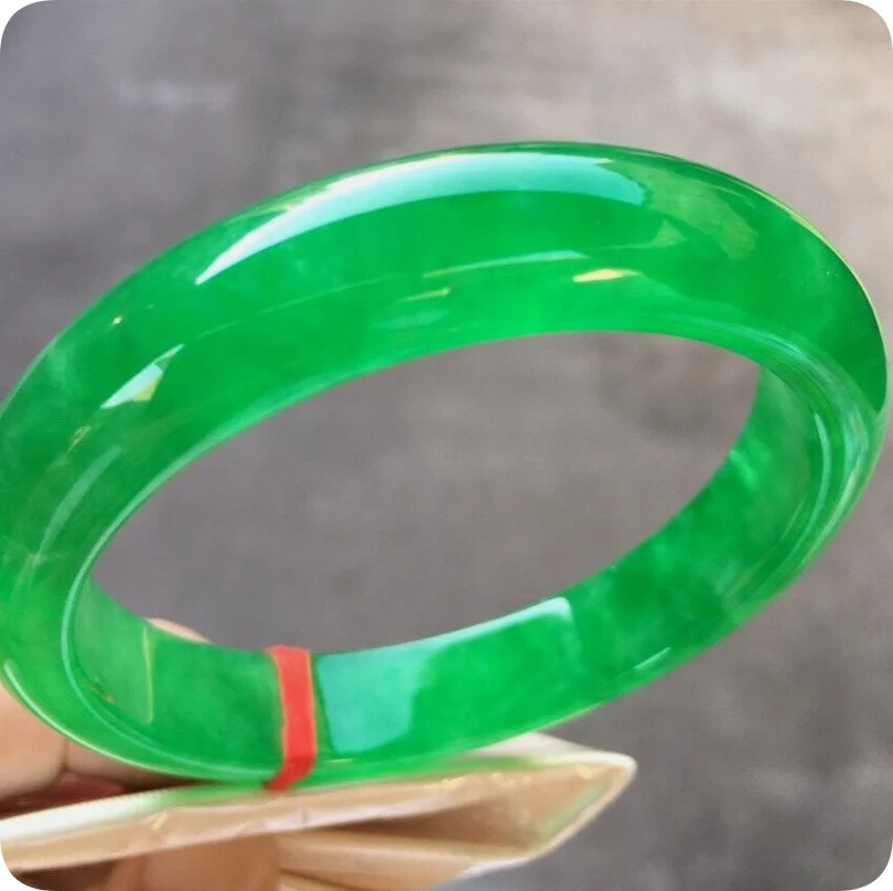 57.5mm Burma Natural Ice Green Jadeite Bracelets Emerald Jade Bracelet Bangle