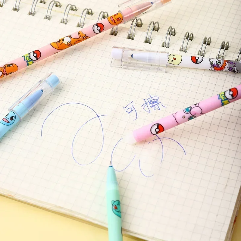 1Set Pokemon Gel Pen Set Anime Pikachu Cartoon Erasable Writing Signature Pen Student Learning Supplies Stationery for Children