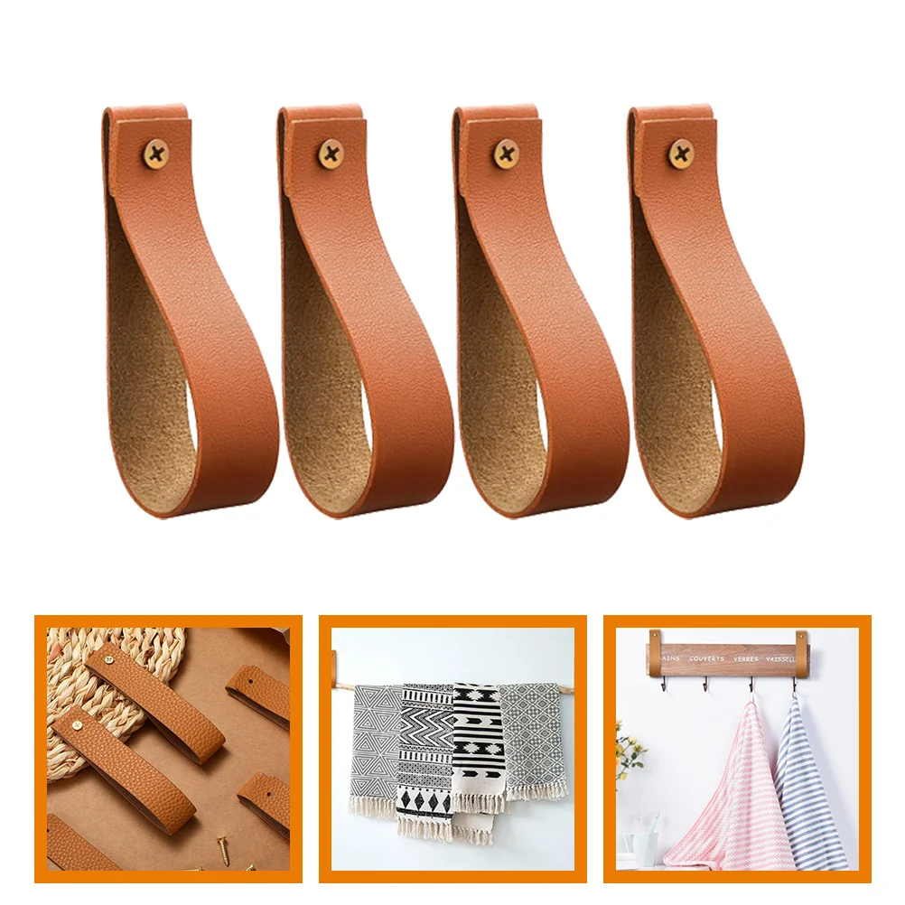 

4 pcs Bohemian Style Curtain Rod Straps Wall Mounted Hooks Black Bathroom Kitchen Bedroom Decor Easy