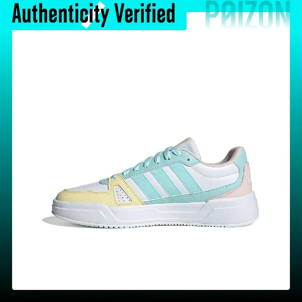 Adidas LITE BALLER Breathable Moisture Wicking Low top Skateboard Shoes Women's White Cyan Yellow Pink JP9797
