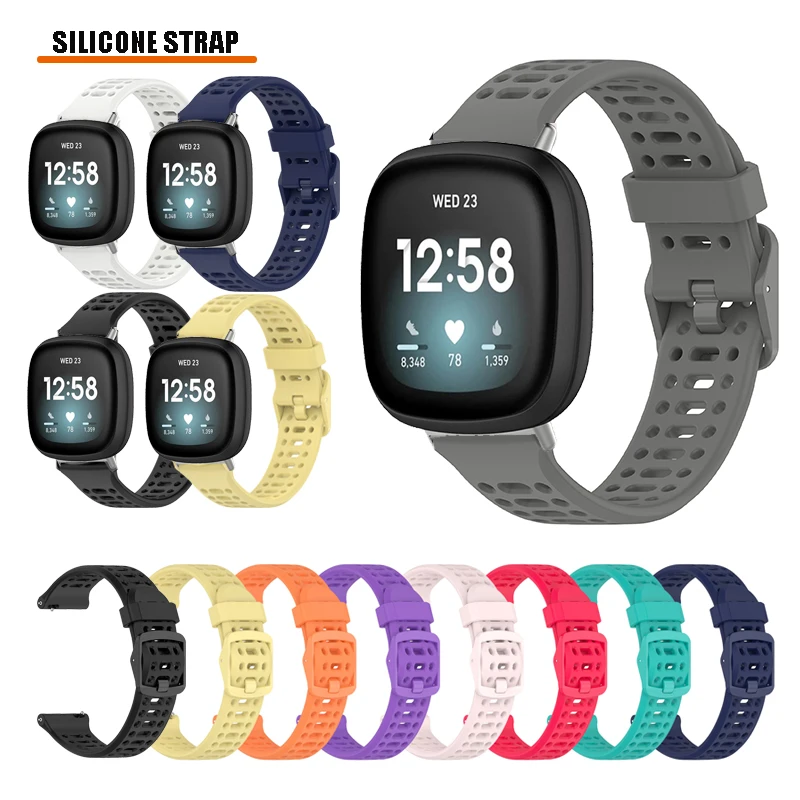 For Fitbit Versa 3 / Versa 4 / Sense 2 Breathable Silicone Strap Band+ Connector