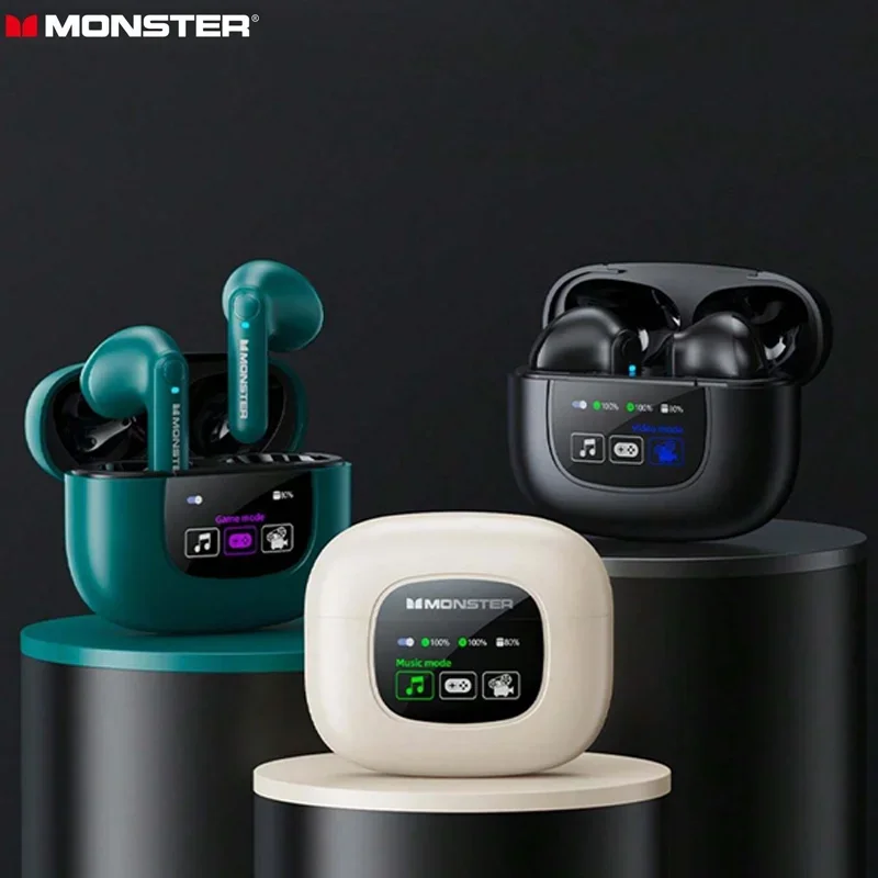 

Monster XKT20 New Bluetooth V5.4 In-Ear Earbuds HIFI Stereo Sound Low Latency Headphones Long Endurance Headsets With LED Screen