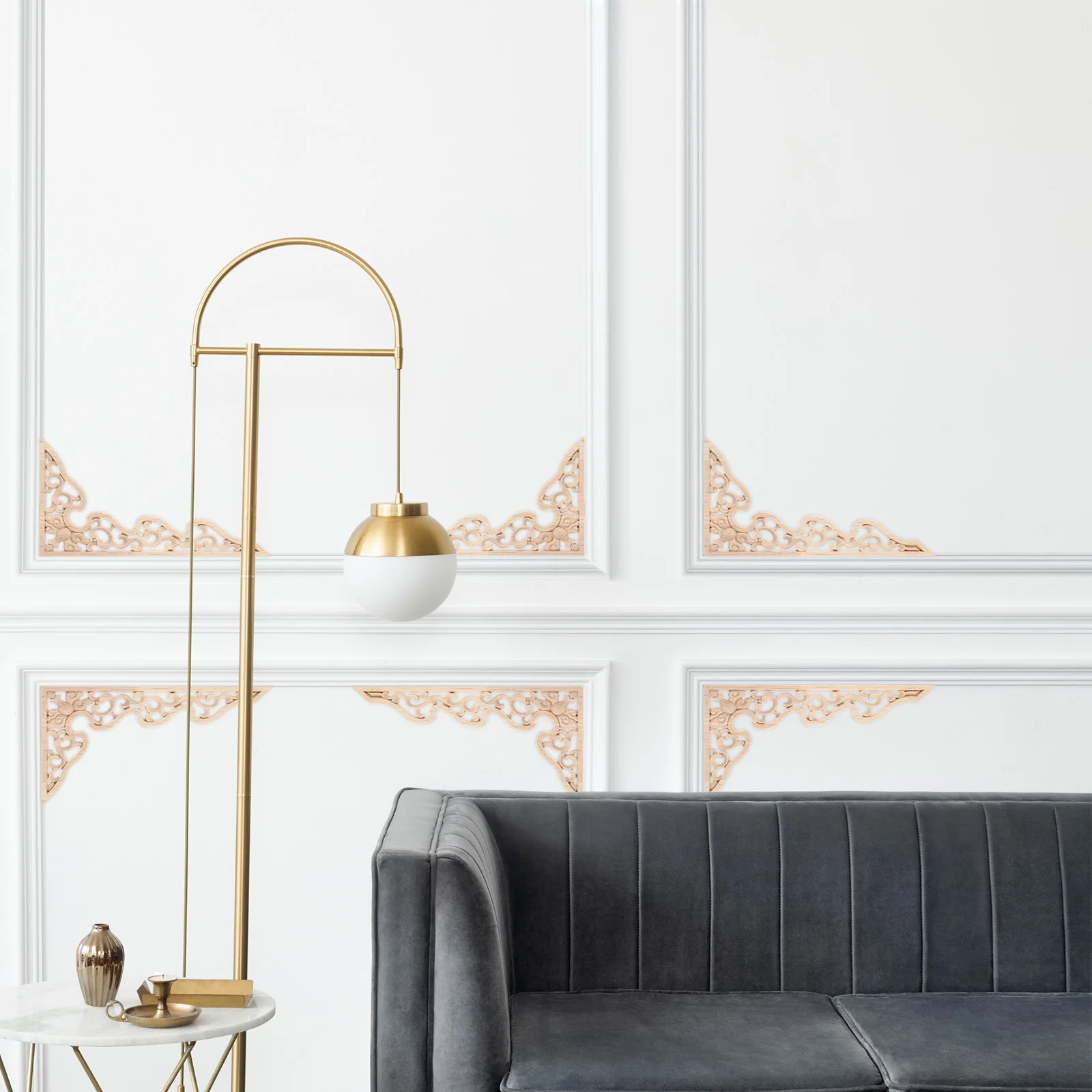 

2pcs Wood Carved Onlay Set Solid Wood Carving Decor For Furniture Door Cabinet Window Mirror Home Party Decoration Craft Wooden