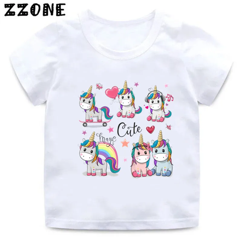 Kids Funny T-Shirts Cute Unicorn Cartoon Graphic Girls Clothes Summer Baby Boys Short Sleeve T shirt Children Tops,ooo5459