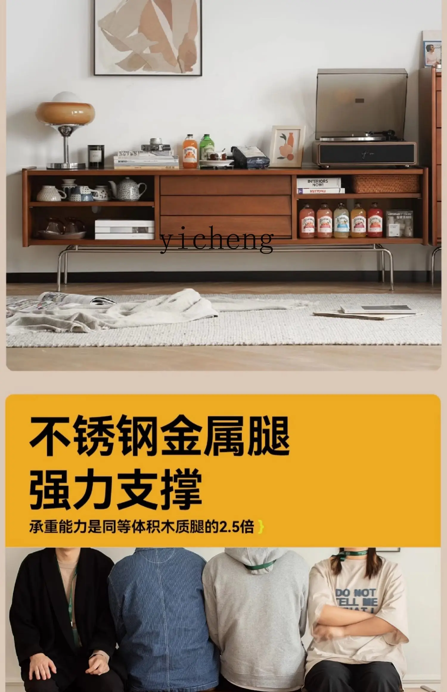 ZK TV cabinet medieval solid wood Nordic retro wall cabinet combination small apartment living room TV cabinet