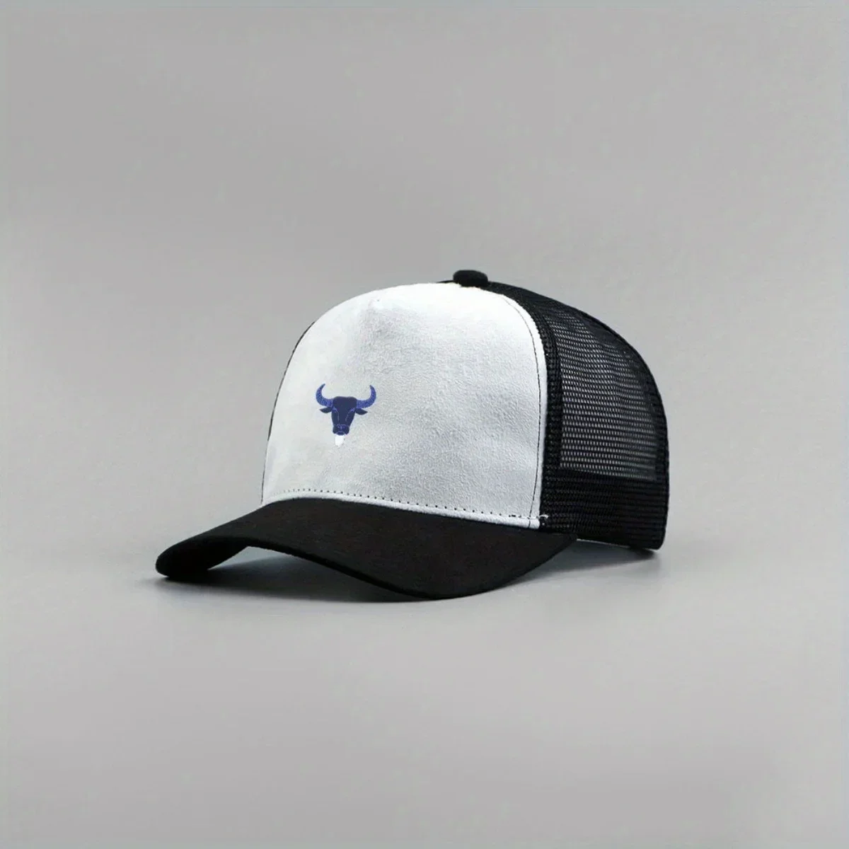 Blue Bull Head Print Unisex Mesh Wildleder Trucker Hut Frühling Sommer Atmungsaktive Sport Baseball Cap Frauen Männer Outdoor Sonnenhut – Detail 1