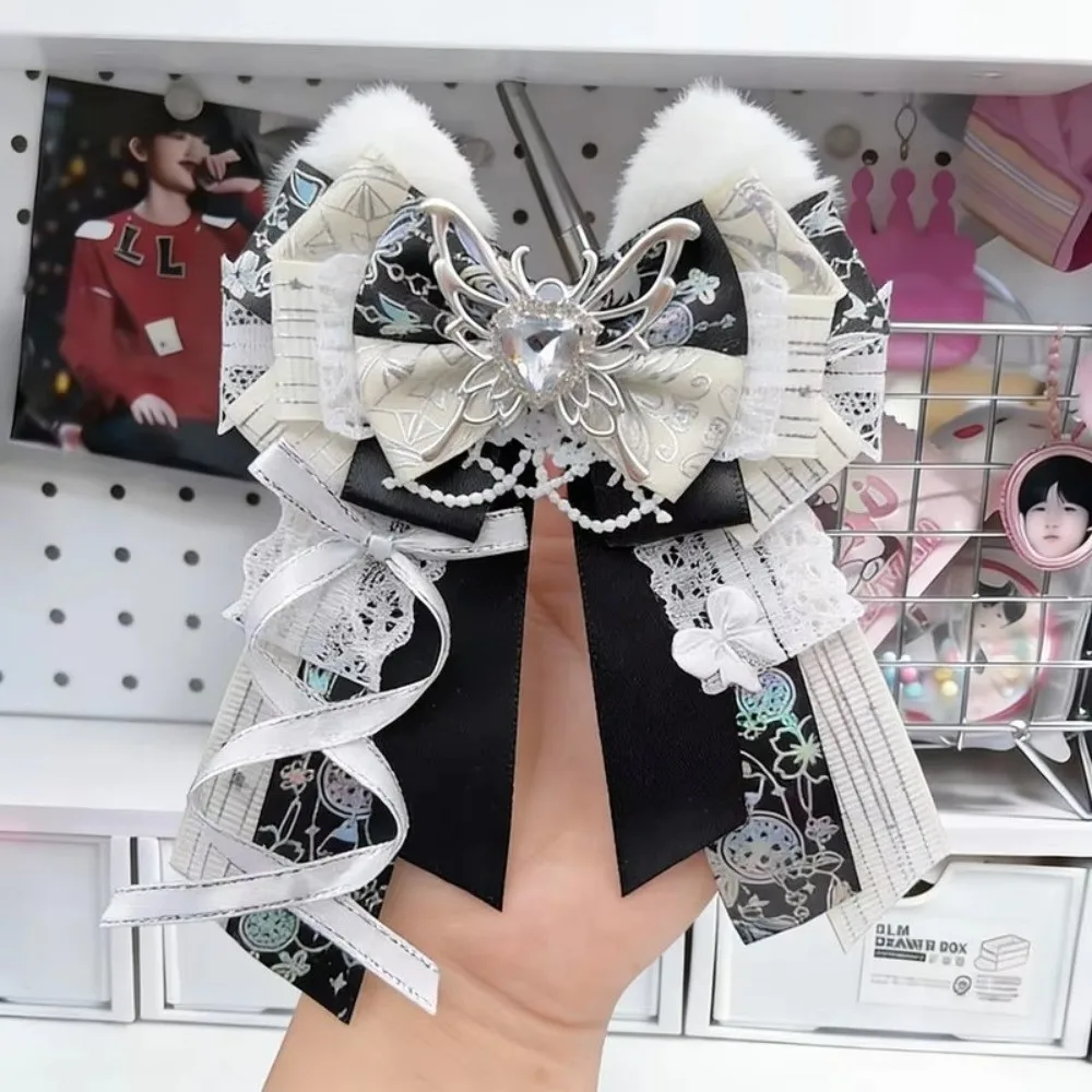 Decorative Bow Pin Lace Bow Brooch Lace Detail Polyester Bow Accessory Handmade Colorful Ita Bag Decoration Cosplay Accessories