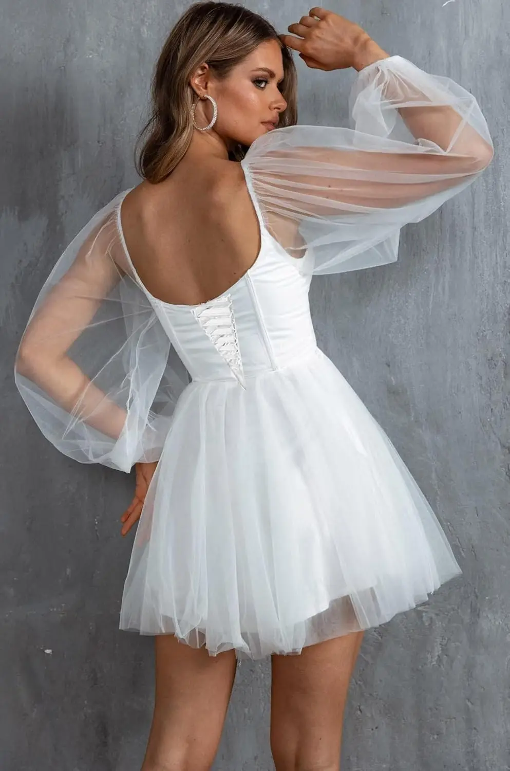 Robe de soirée en Tulle pour adolescents, manches bouffantes, robe de bal courte, Mini robes de Cocktail formelles, robes de soirée, robe de remise de diplôme
