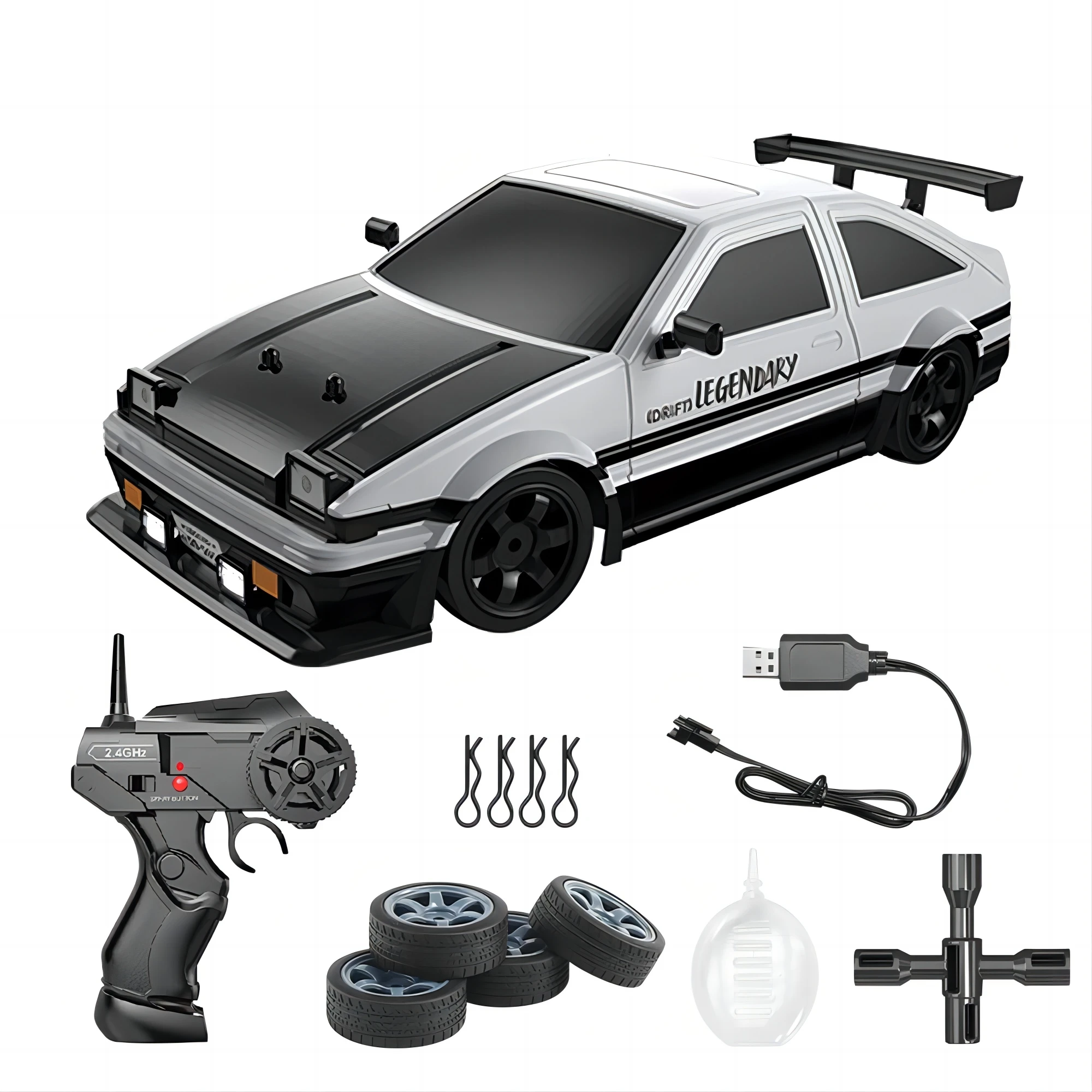 2.4G Drift Rc Car 4WD High Speed RC Drift Car Toy Remote Control Model Vehicle Car RC Vehicle Toy with Light Spray for Child