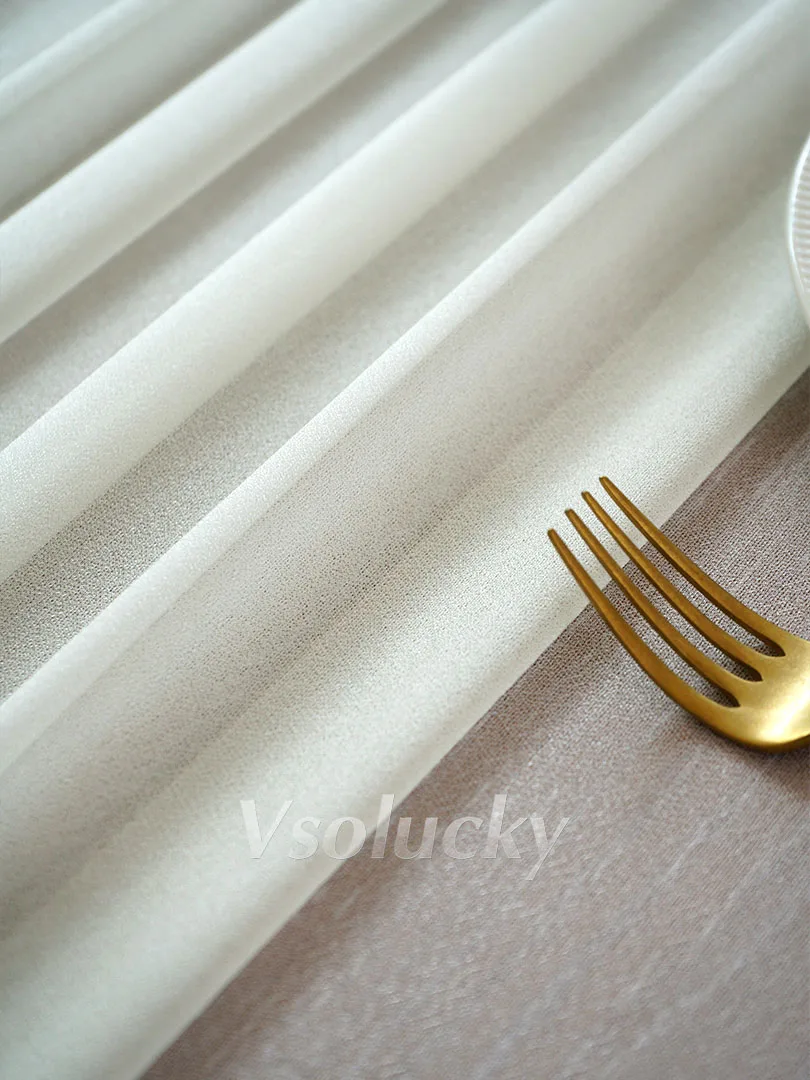 Exquisite Ivory Sheer Table Runner Gauze Chiffon Rustic Boho Natural Wedding Christmas Halloween and Home Dining Decorations
