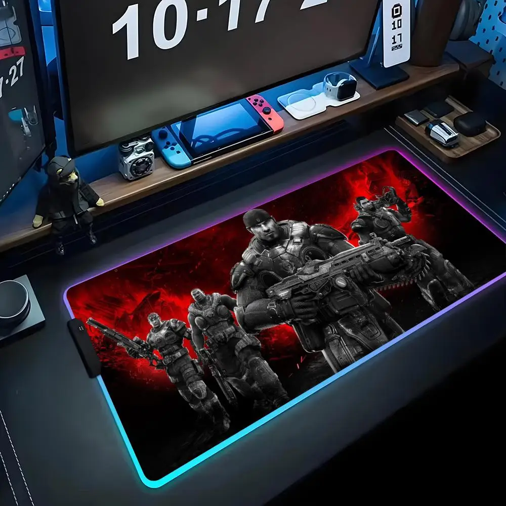 

Game gears of war Mouse Pad RGB Gaming Mousepad Big LED Pad PC Desk Mat Luminous Mouse Pad Large Keyboard Mats Table Rug With