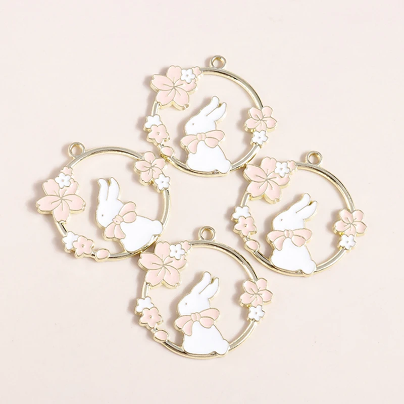 10pcs Enamel Mini Rabbit Charms for DIY Jewelry Making