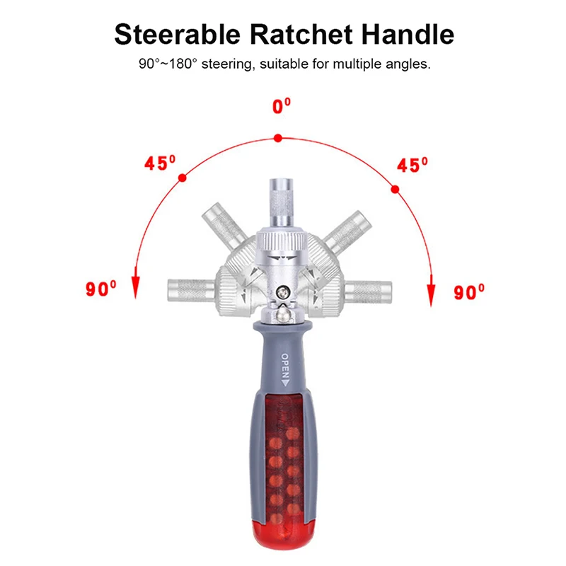 Precision Ratchet Screwdriver Bit Set Magnetic Screwdrivers Kit 1/4 Inch Inside Hexagon Adjustable Angle Household Repair Tools