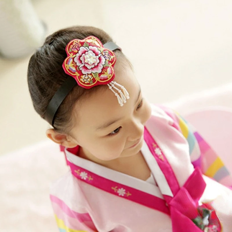 Girls Hanbok Hairdress/embroidered Pendant Hairband Children Hairband/bride Headdress