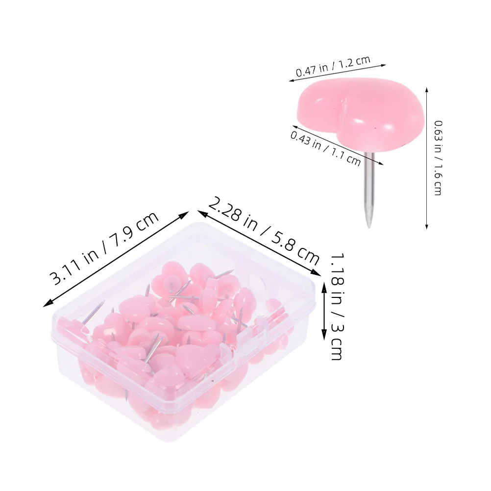 100pcs Heart Shaped Thumbtacks Metal Decorative Pushpins For Office Home School Cork Board Wall Display Tacks Aesthetic Notice