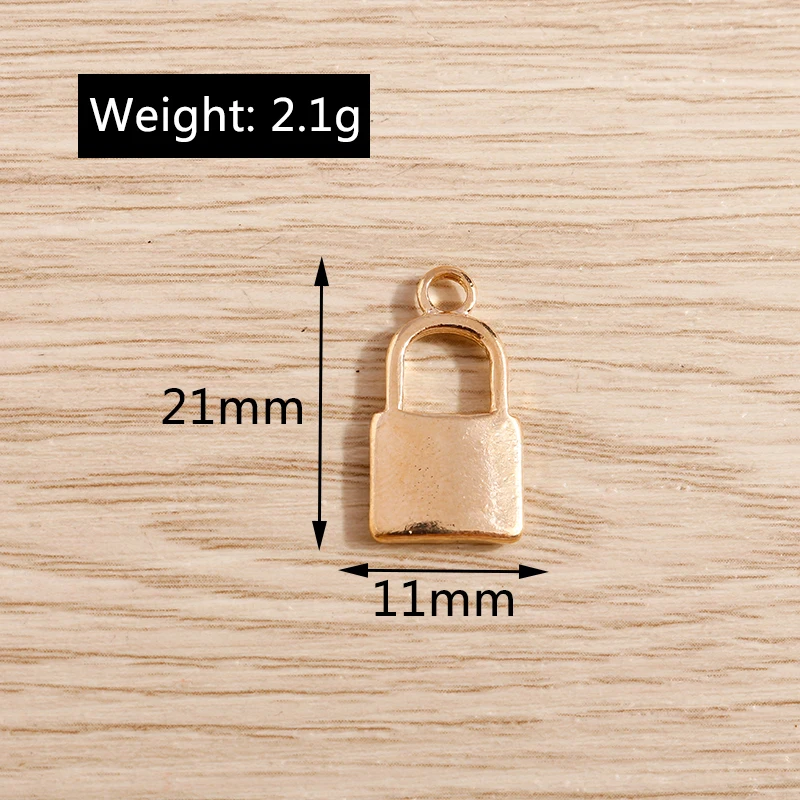 Tusember 10 Stück 11 x 21 mm Charms aus Legierung, gold- und silberfarben, Metall-Vorhängeschloss-Anhänger für Ohrringe, Halsketten, DIY, handgefertigter Schmuck, Kunsthandwerk – Detail 1