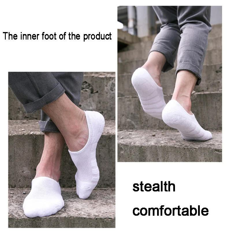 5 Pairs/Lot Men Towel Bottom Boat Socks Sport Sweat Breathes Silicone Anti-Slip Lnvisible Socks Spring Summer New Fashion