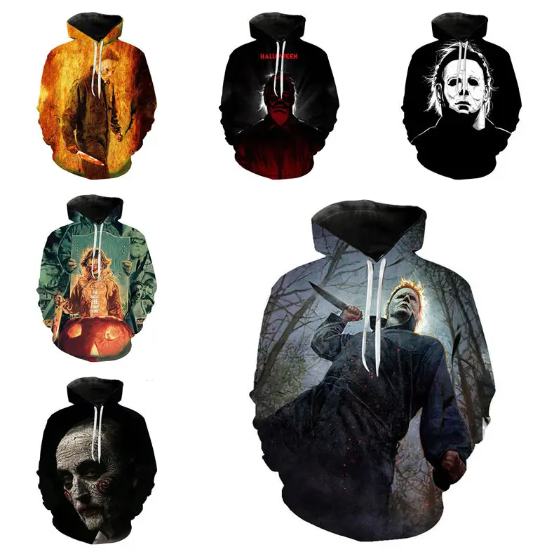 Horror Movie Halloween Hoodie Michael Myers 3D Print Men Women Hoodies Oversized Pullover Hooded Sweatshirts Man Tops Clothing