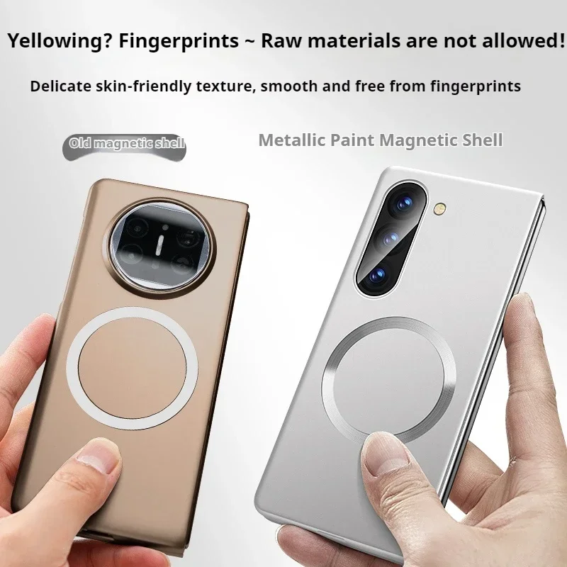 Luxuriöse, ultradünne Magsafe-Handyhülle mit metallischer Farbe für Samsung Galaxy Z Fold 7, 6, 5, 4, 3, kabelloses Laden, stoßfeste Schutzhülle