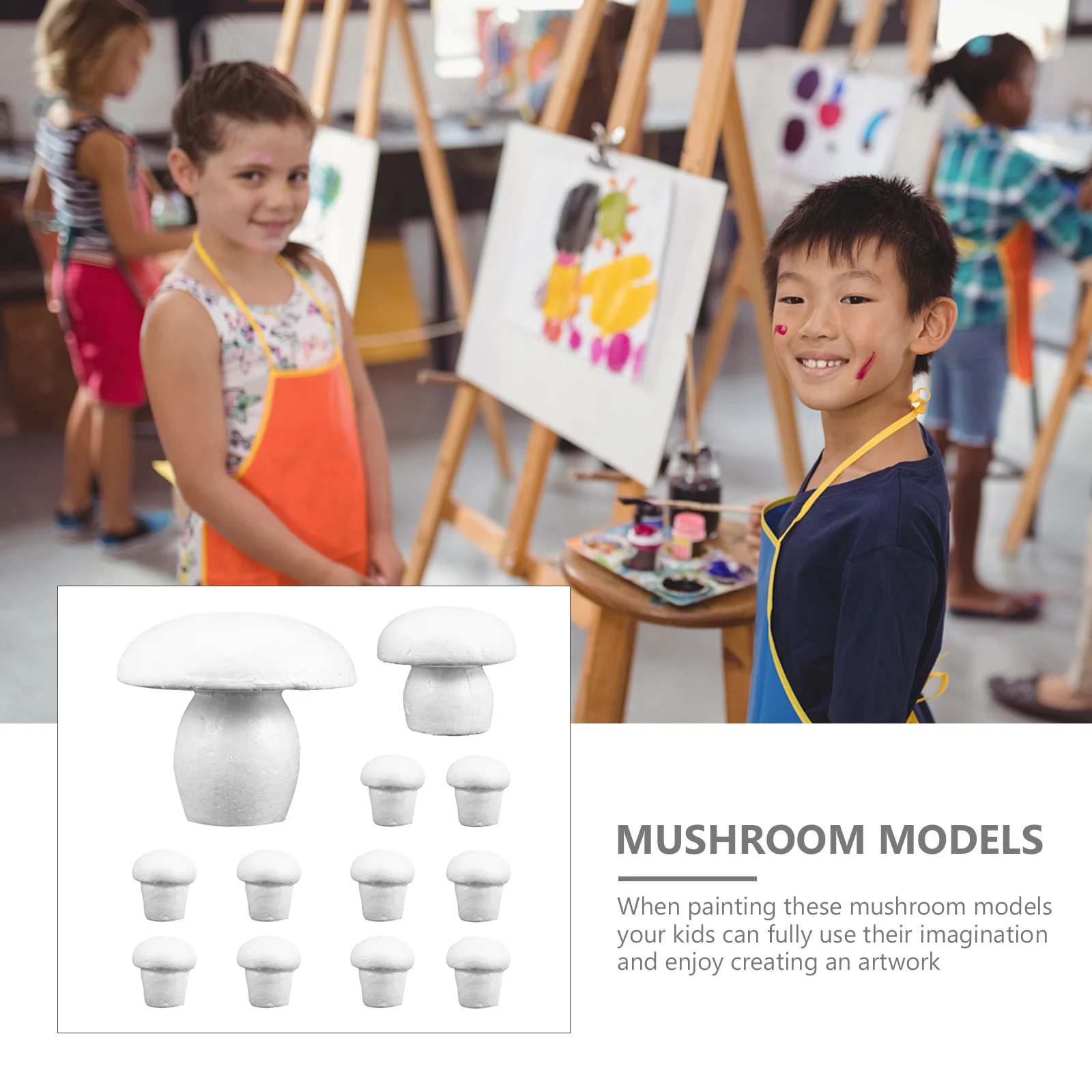 12pcs Diy Mushroom Decorations Blank Foam Mushroom Models Unpainted Kids Crafts Painting Drawing Craft Foam Art Supplies