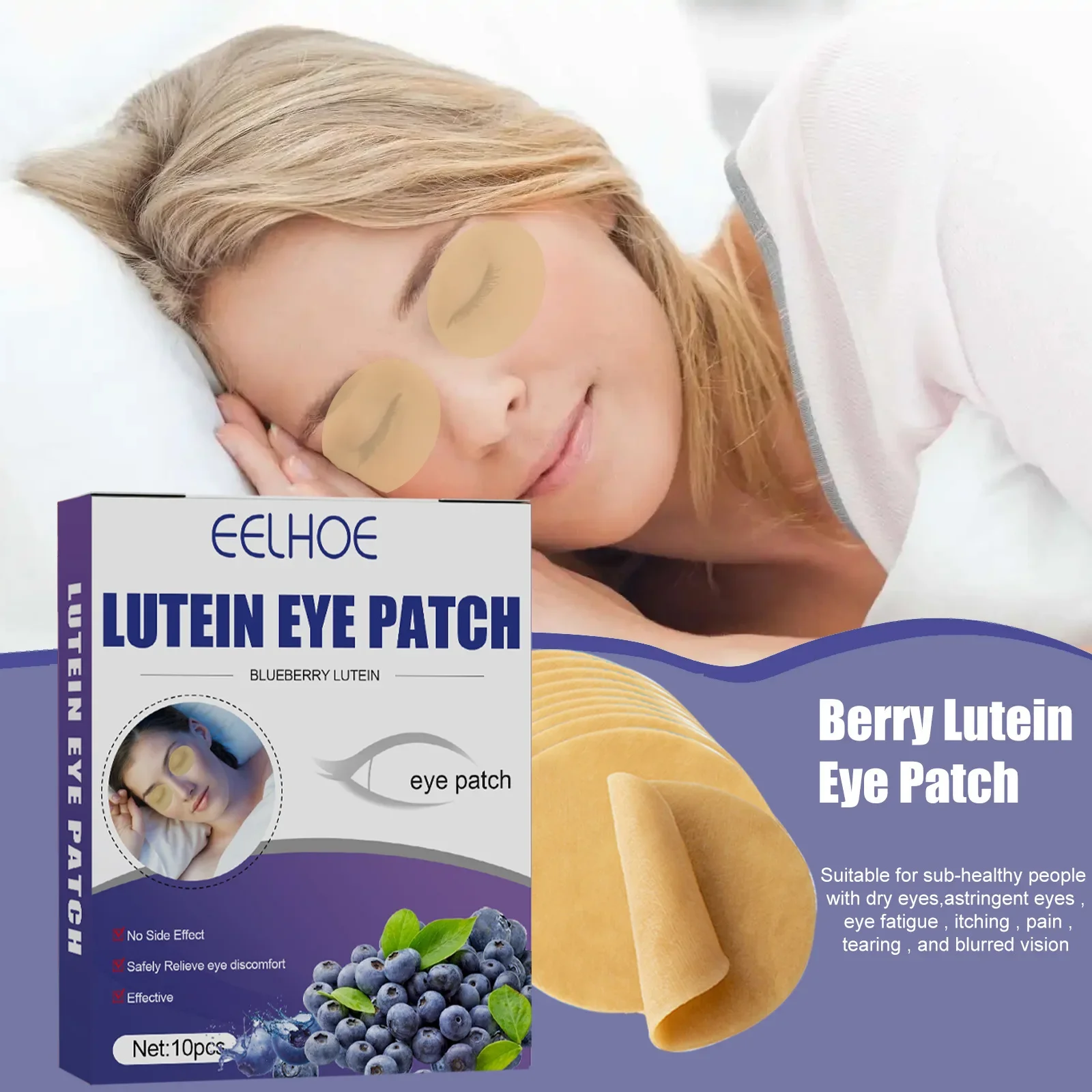 Blueberry Lutein Eye Protection Sticker Relieve Eye Dryness Pain Fatigue Sleep Eye Protection Sticker Myopia Eyes Mask Sticker