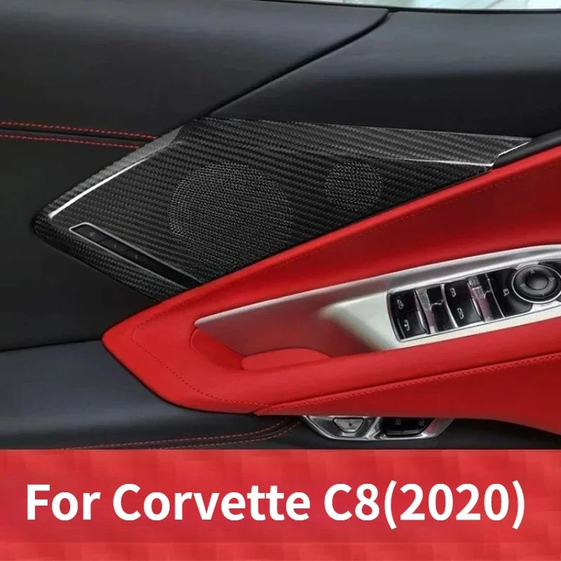 

For Chevrolet Corvette C8 ES Real Dry Carbon Fiber Trim Interior Accessories Audio Speaker Frame Speaker Cover 20-2023 Mouldings