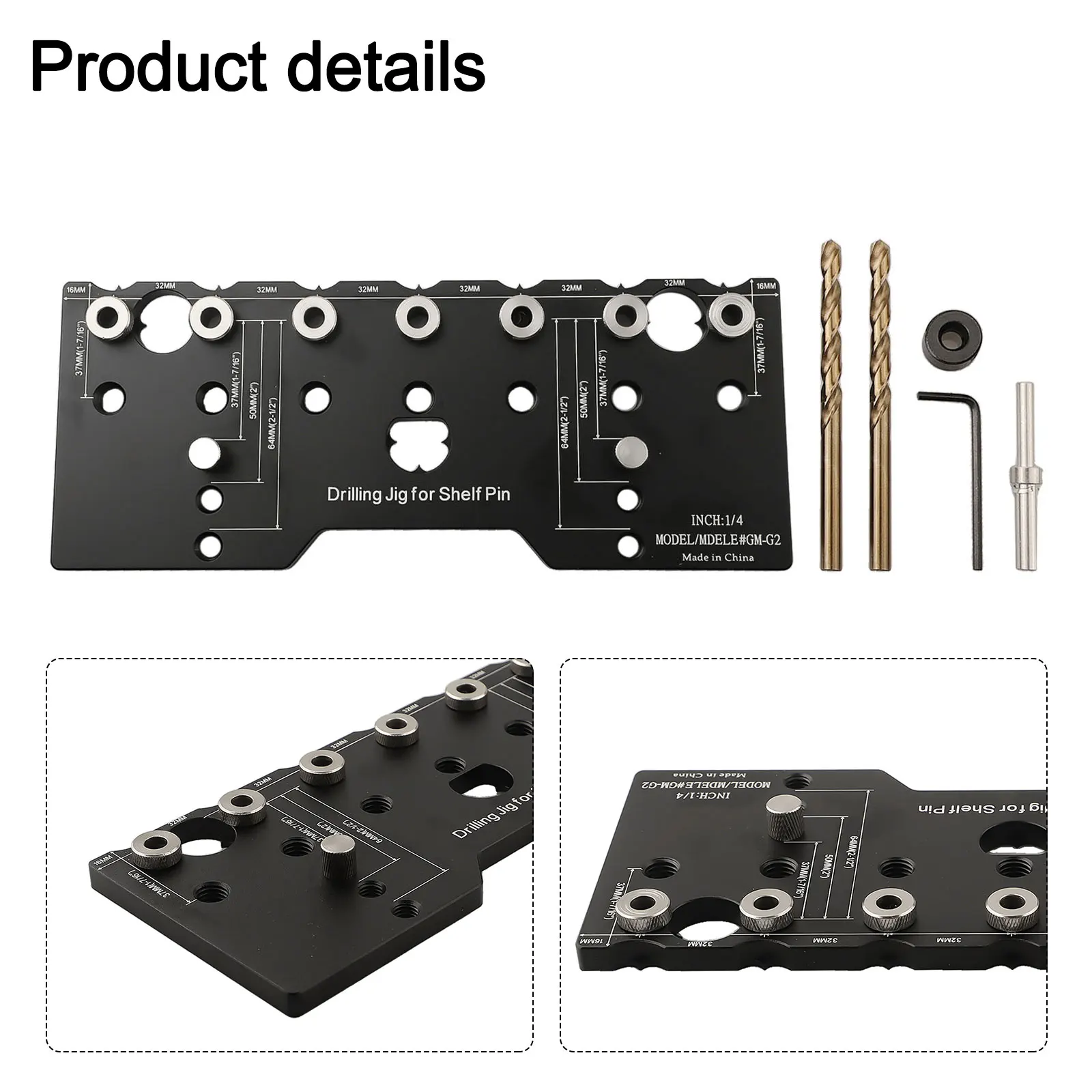 Shelf Pin Jig 1/4Inch Shelf Pin Drilling Guide Precise Cabinet Mounting Template Jig 32mm Woodworking Straight Hole Drilling Jig