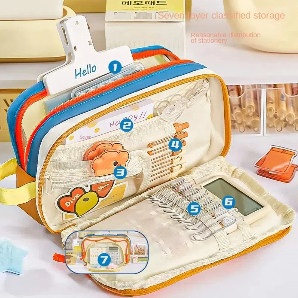 7 Multilayer Y2K Star Stationery Bag Large Capacity Cosmetics Card Pen Korean Pencil Case Y2K Ins Aesthetic Ins Pencil Pouch