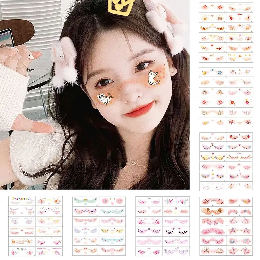 12PCS Temporary Glitter Face Makeup Accessories Fashion Styles Face Makeup Patches Multicolor Powder Blusher Stickers