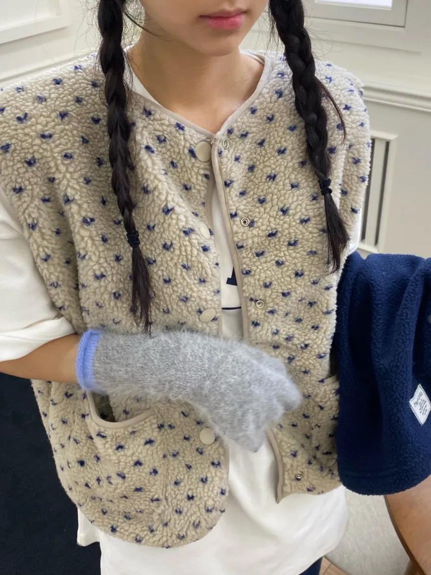 

2Colors Autumn Winter Lamb Fur Vest Jacket Women's Casual Loose Dot Cotton Padded Thick Warm Vest Coat Female(ww1858