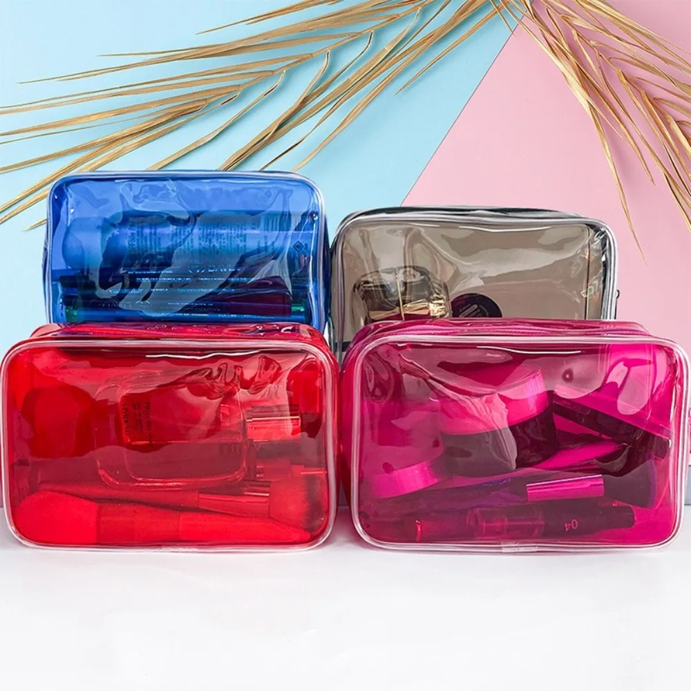 Borsa per cosmetici colorata da viaggio Borsa per trucco da donna trasparente in PVC Borsa per il lavaggio della gelatina di grande capacità Organizzatore di cosmetici