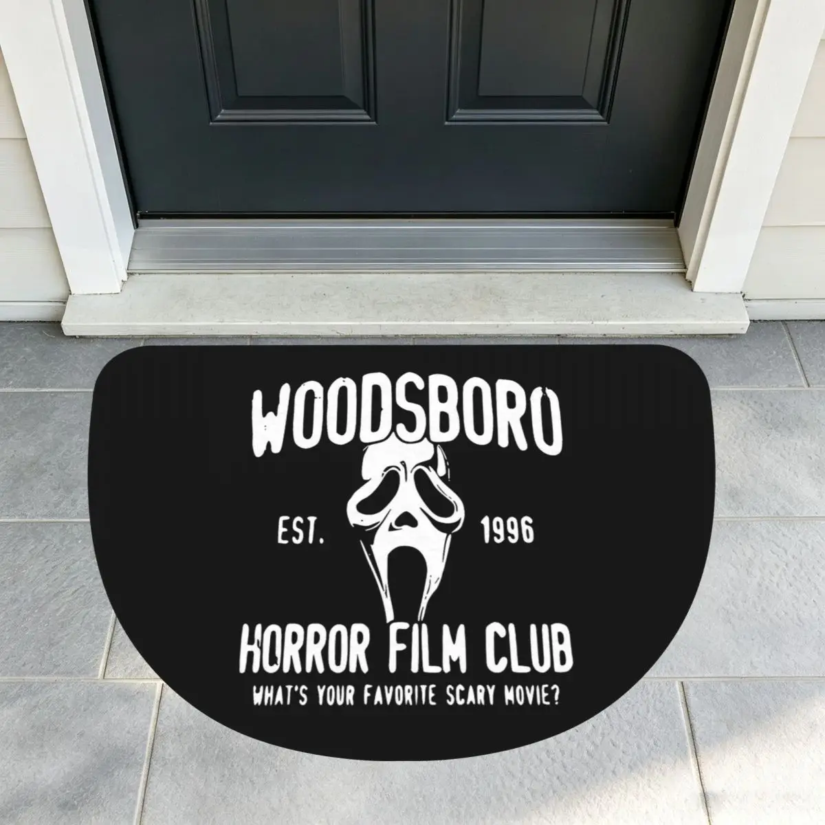 Scream Woodsboro Film Club Soft Flannel Half Round Doormat Non Slip Bathroom Mat Absorbent Floor Carpet for Home Bedroom