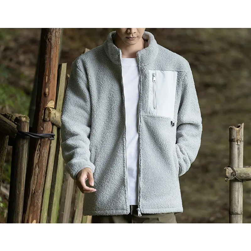 

Men's Fleece Jacket for Autumn and Winter Outdoor Running and Cycling Casual Fashion with Fleece Warm Coat Hiking Jacket