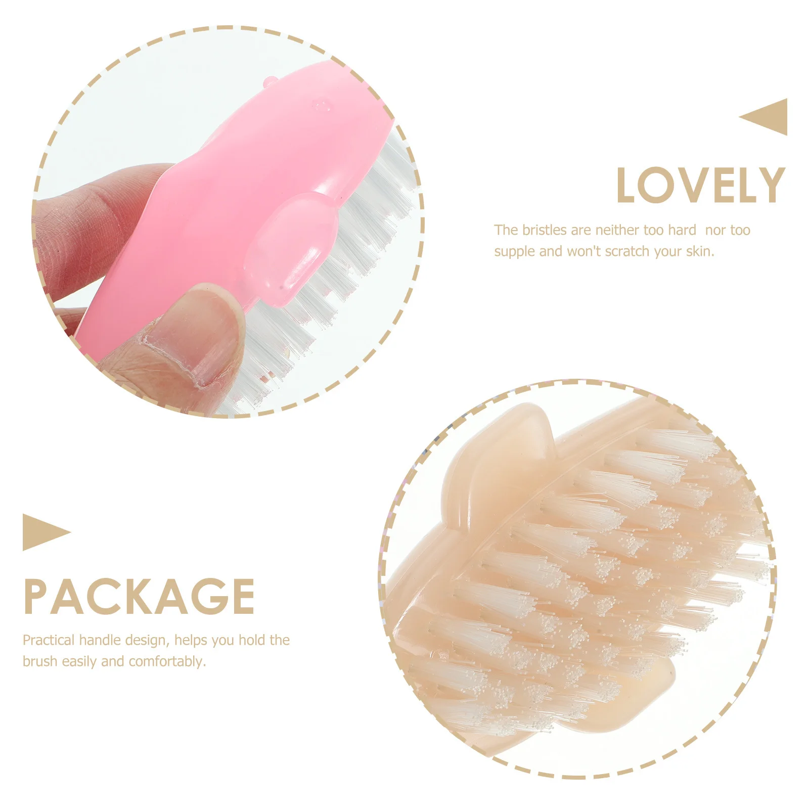 

4Pcs Nail Brush Animal Shaped Fingernail Cleaner Manicure Tools with Fine Bristles Non Scratch Lightweight for Hands Feet Nails