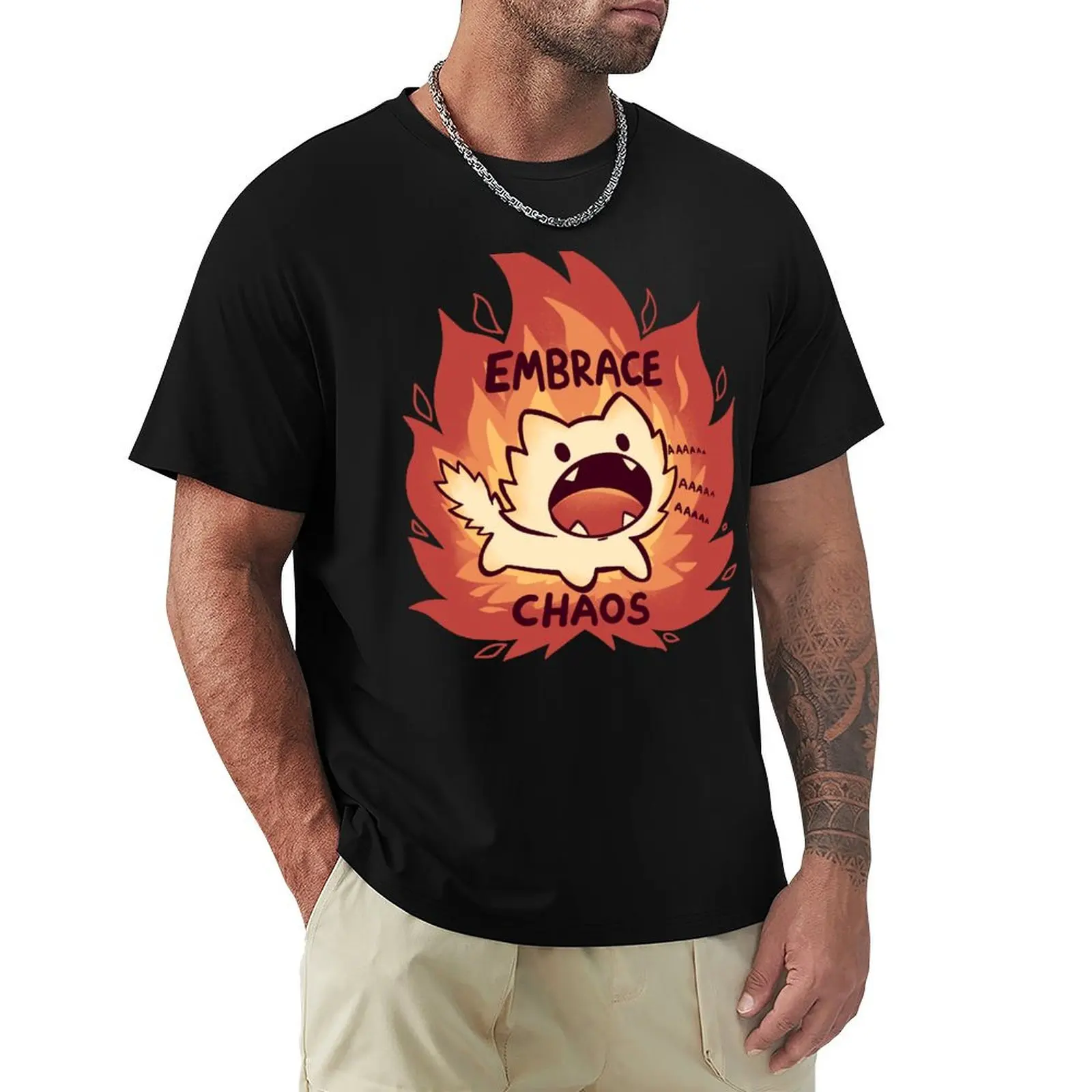

Embrace Chaos T-Shirt vintage clothes Short sleeve tee street wear summer clothes T-shirts for men cotton