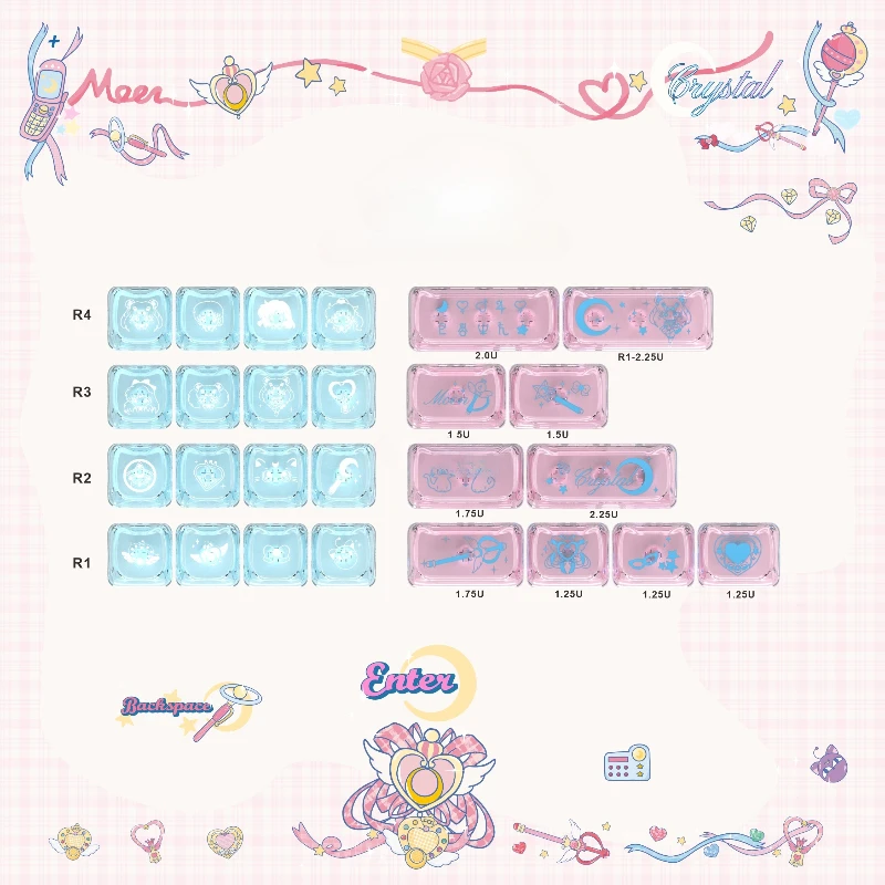 Cute Cat Theme Keycaps Set PC Cherry MAO Profile 26 Keys Custom Original Handmade Keycaps for Mechanical Keyboard Accessories