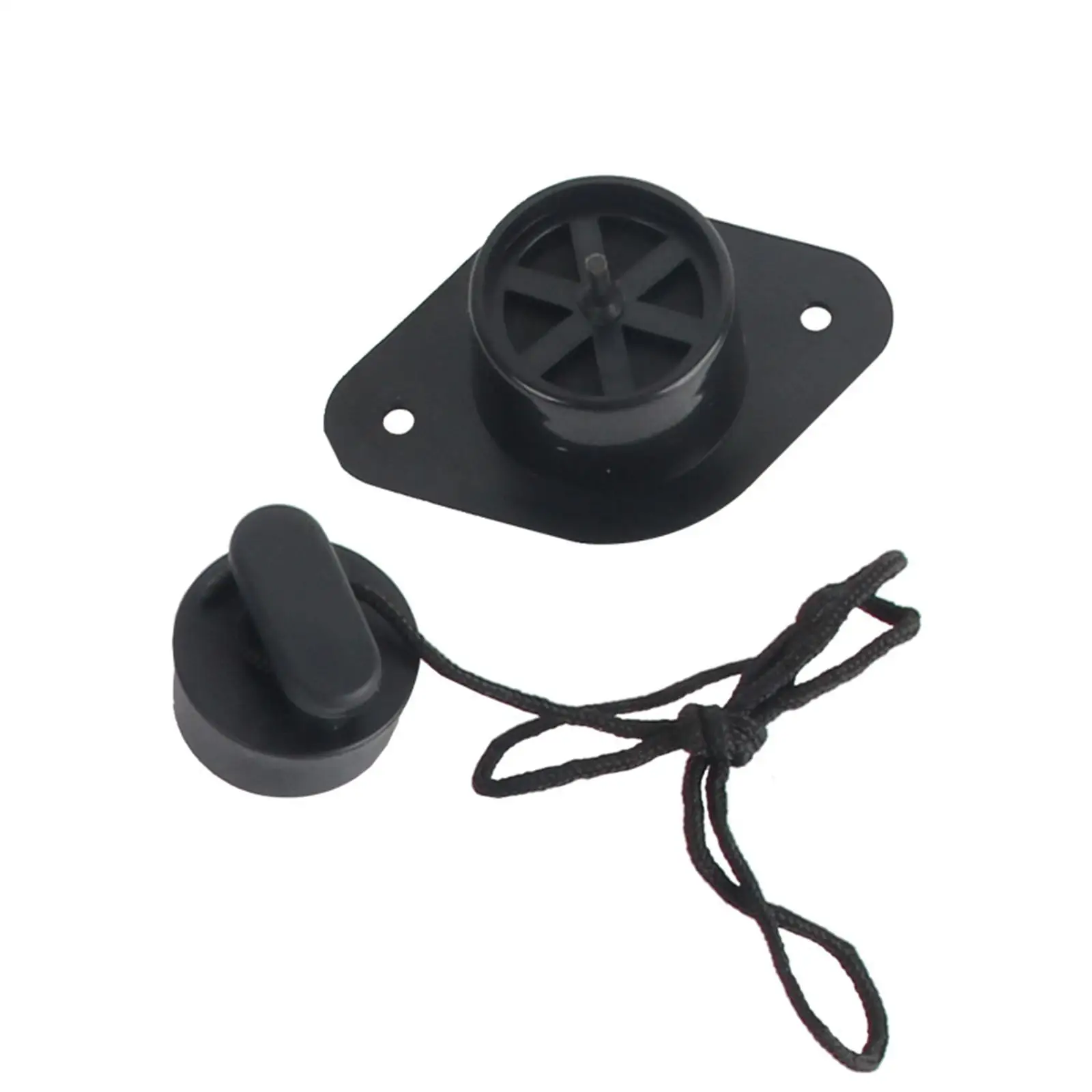Replaceable PVC Boat Drain Valve Black Pull Cord Plug for Inflatable Kayak Rowing Boat Fishing