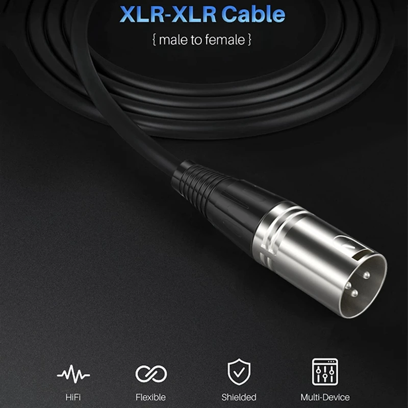 AA60 1 Piece XLR Male to Female Audio Cable 1.5Meter, Microphone Cable 3-Pin, Oxygen-Free Copper Shielded for Studio Recording