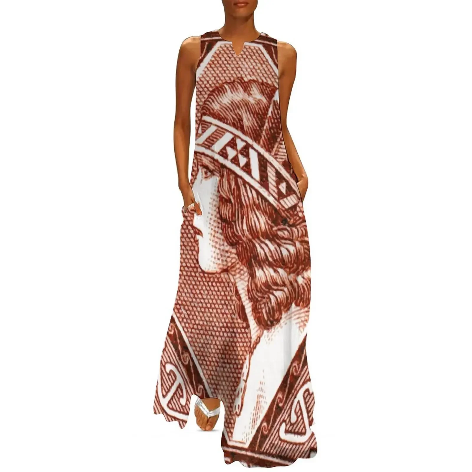 

1936 New Zealand Maori Girl Postage Stamp Long Dress Elegant gown sensual sexy dress for women summer dresses Dress