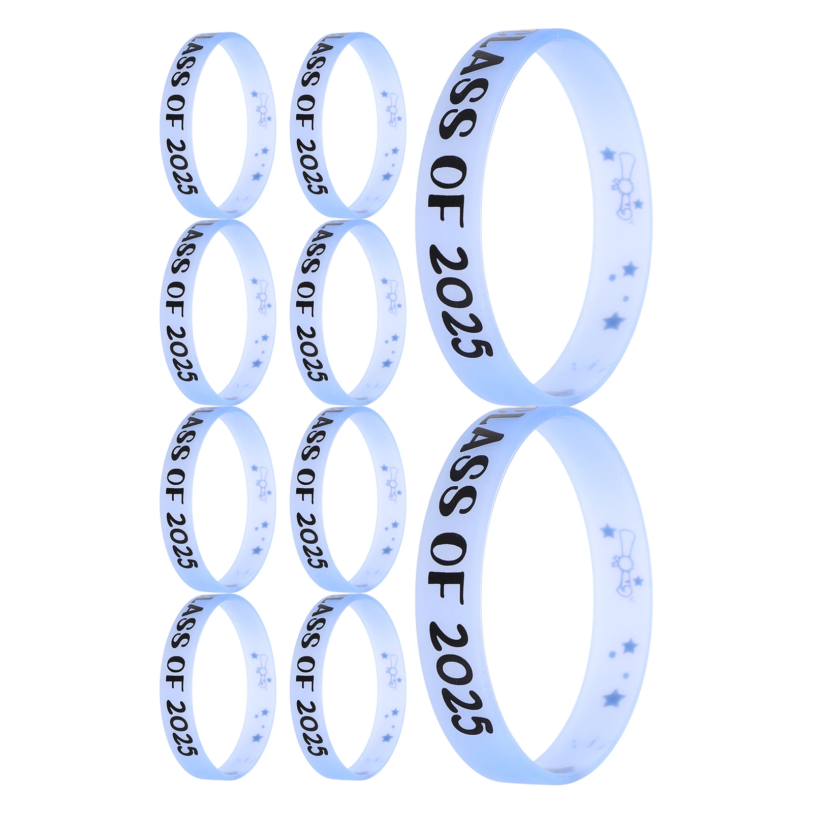 

10pcs Graduation Silicone Wristbands Class of 2025 Reusable Bands School Supplies Keepsake Gifts Event Accessories