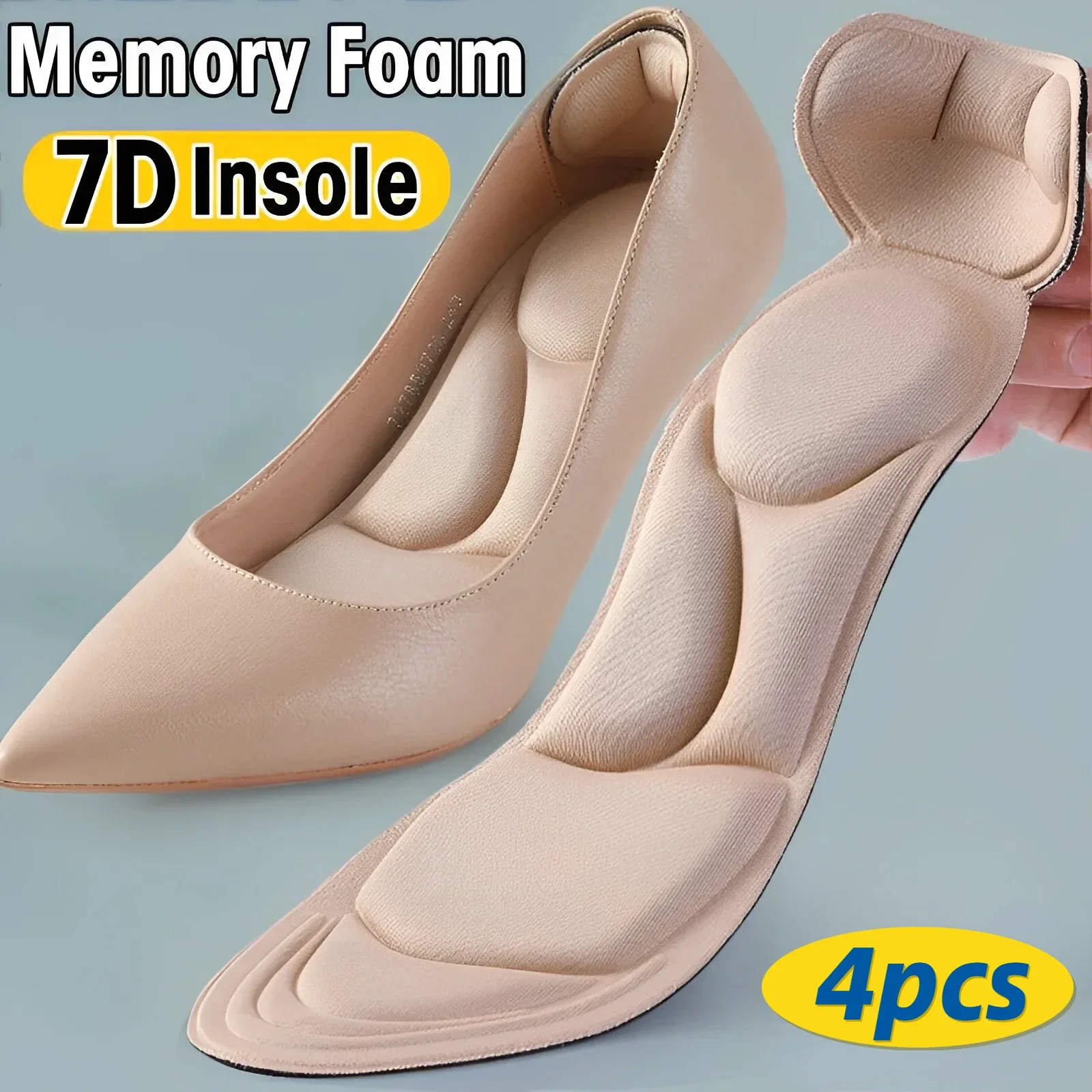 1/2Pair Memory Foam Insole Pad Inserts Heel Post Back Breathable Anti-slip Comfort Breathable Foot Care Massage Shoe Pads