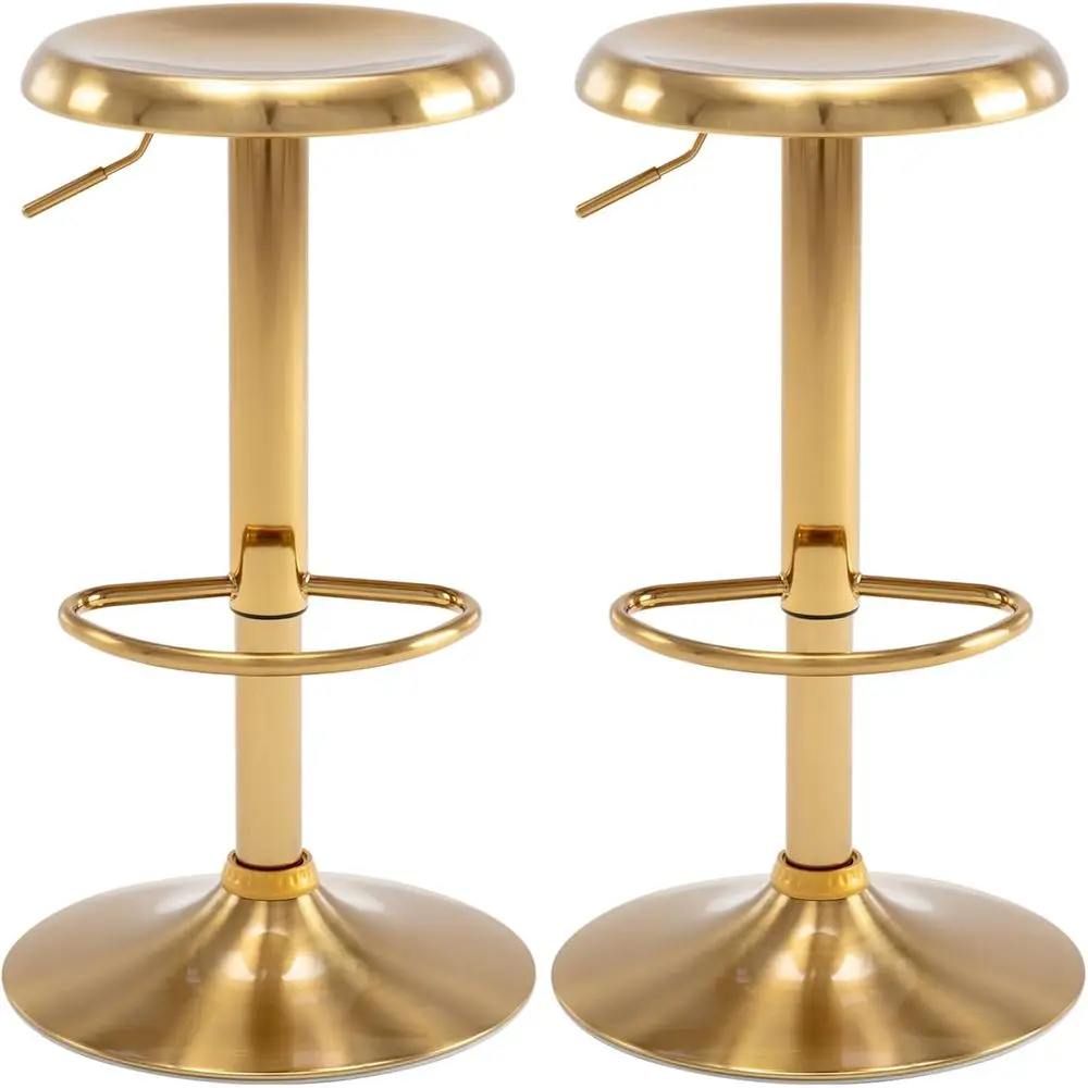 

Adjustable Bar Stools Set of 2, Swivel Round Metal Airlift Barstools, Back Counter Height Bar Chairs or Kitchen Dining Room Pub