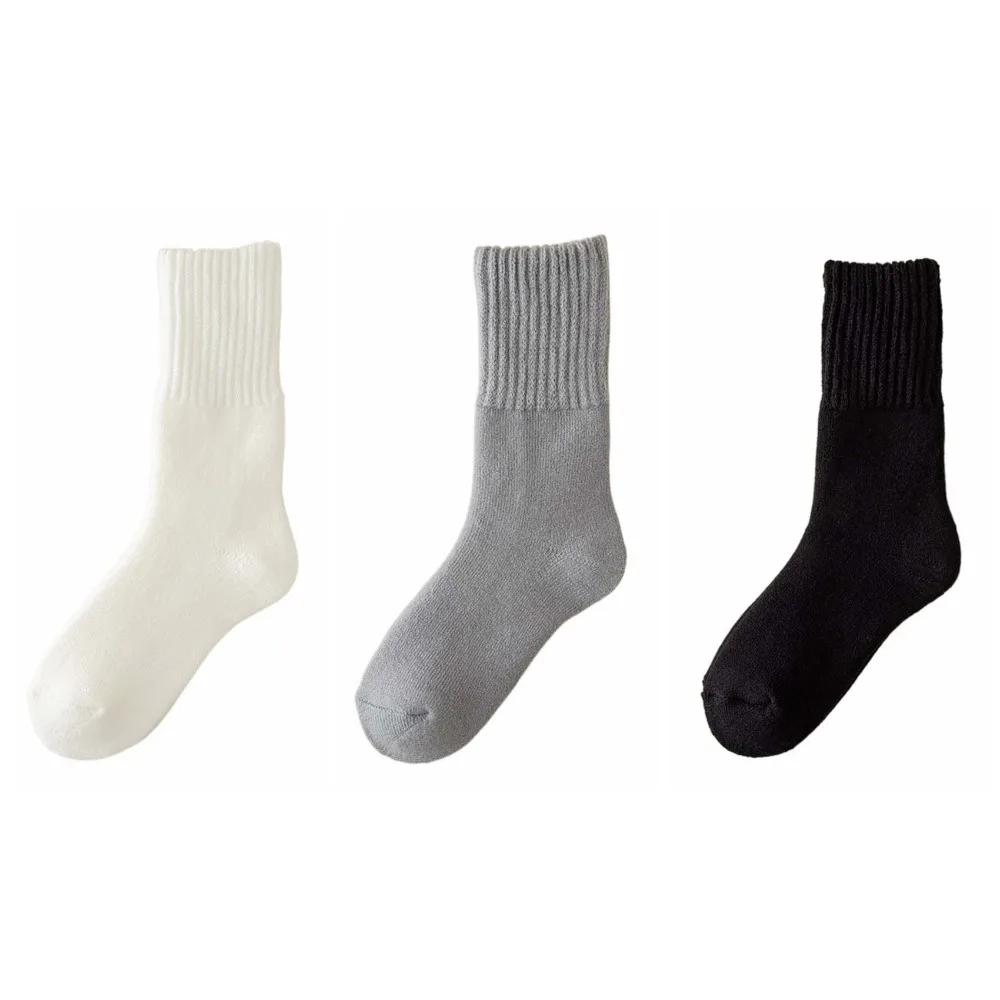 

3Pairs Basic Simple Thicken Warm Socks Autumn Winter Mid Tube Thermal Wool Socks Hosiery Cashmere Socks Men Autumn Winter